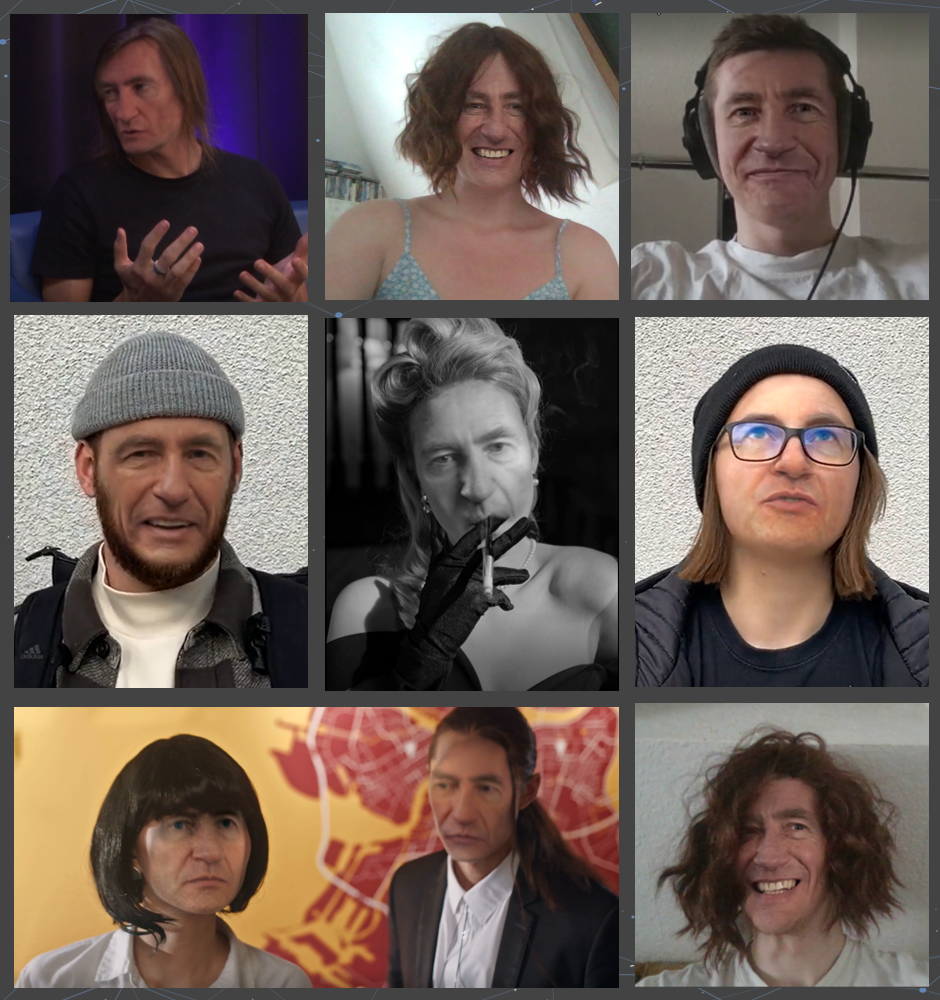 Mehrere Gesichter denen mithilfe eines Deepfakes die Gesichtszüge gegen die von Heinz Brünig ausgetauscht wurden.